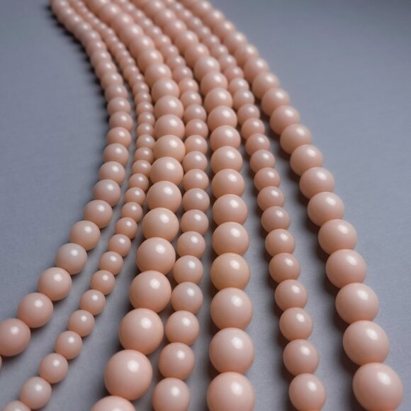 Baublebar Mutli Strand Layered Pastel Pink Peach Beaded Large Statement Necklace - Picture 8 of 12